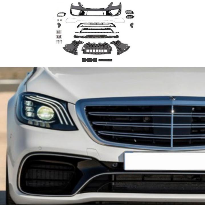 Car Craft Compatible With Mercedes Benz S Class W222 Lci 2018-2020 Upgrade Convert To S Class S63amg Amg63 S63 Amg Front Bumper Bodykit Skirt Splitter Trim Gc W222-007