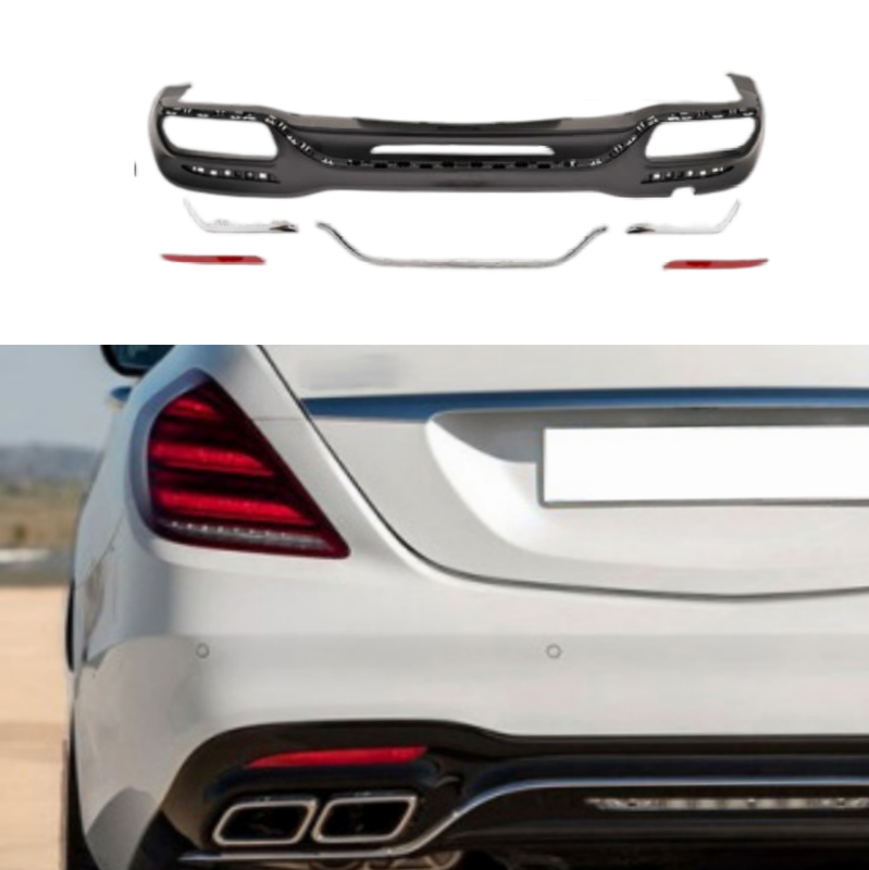 Car Craft Compatible With Mercedes Benz S Class W222 Lci 2018-2020 Upgrade Convert To S Class S63amg Amg63 S63 S65 Amg Rear After Bumper Lip Splitter Diffuser Trim