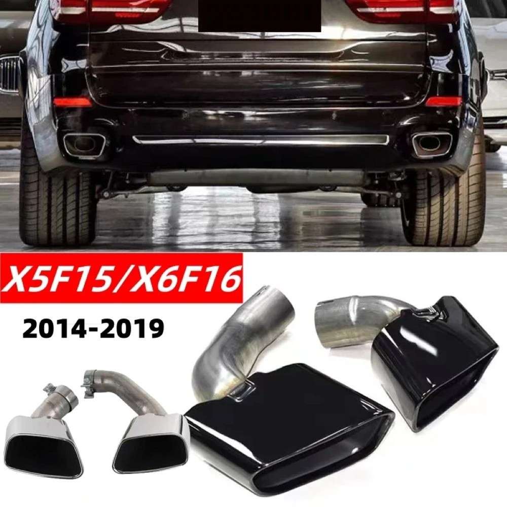 Car Craft Compatible With Bmw X5 F15 2014-2018 Rear Exhaust End Tip Square Muffler Tip Car Exhaust Pipe X Series Tailpipe M Sport Chrome - CAR CRAFT INDIA
