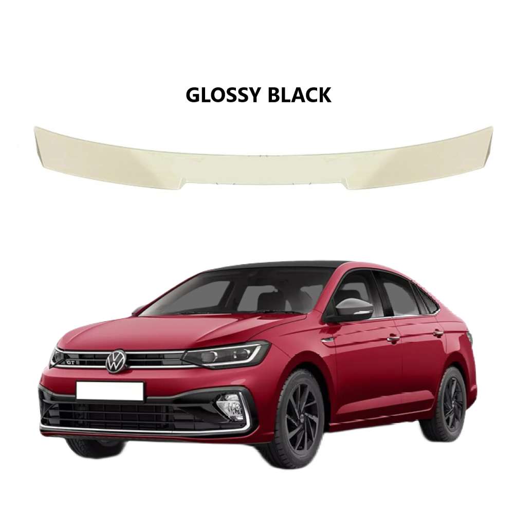 Car Craft Compatible With Vw Volkswagen Virtus 2023+ Rear Trunk Wing Boot Spoiler Lip Splitter Skirt Roof Glossy Black CC-7974 - CAR CRAFT INDIA