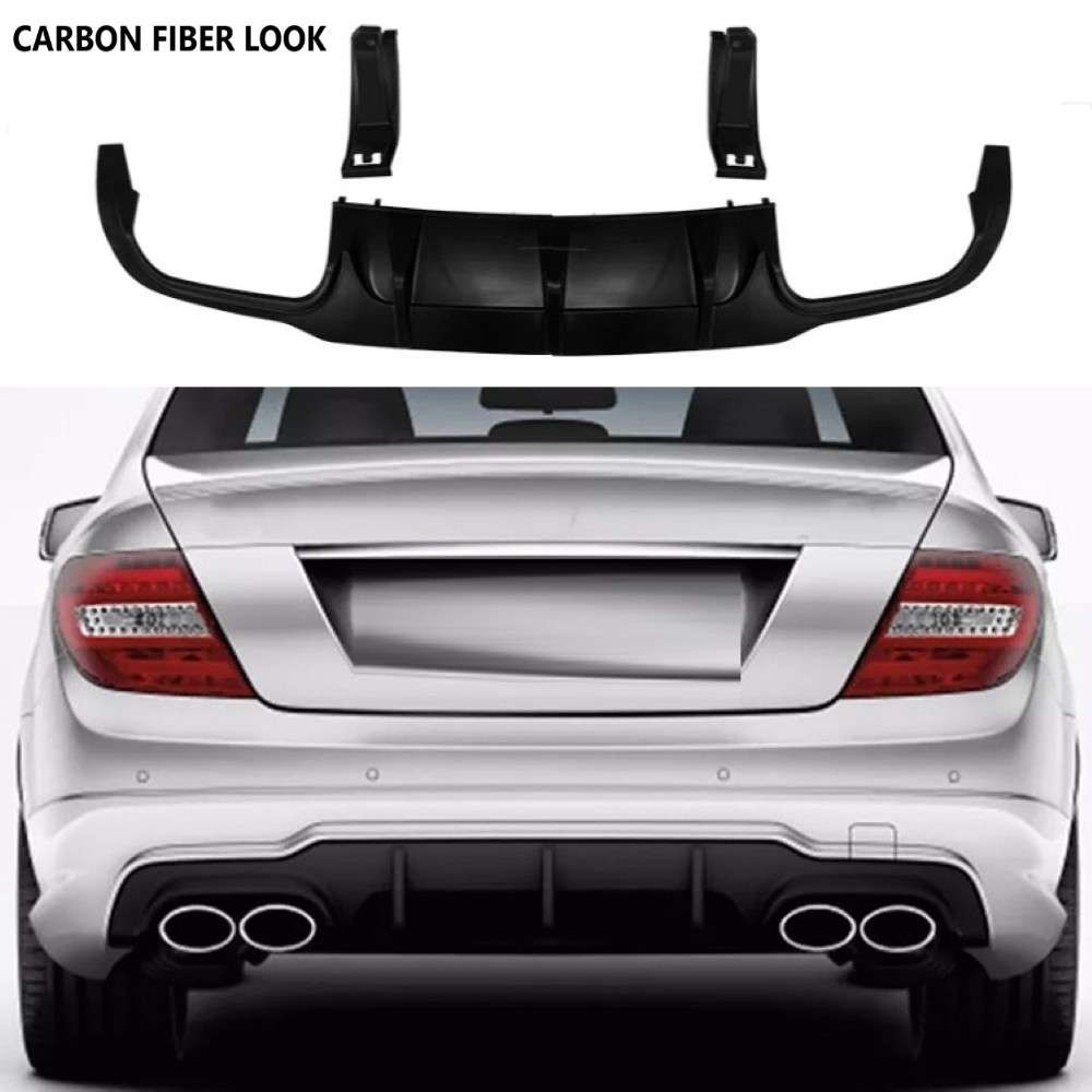 Car Craft Compatible With Mercedes Benz C Class W204 2007-2013 Amg C63 Rear Bumper After Lip Splitter Skirts Diffuser Ar-benz-0114 Cf Carbon Fiber Look - CAR CRAFT INDIA
