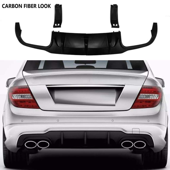 Car Craft Compatible With Mercedes Benz C Class W204 2007-2013 Amg C63 Rear Bumper After Lip Splitter Skirts Diffuser Ar-benz-0114 Cf Carbon Fiber Look - CAR CRAFT INDIA