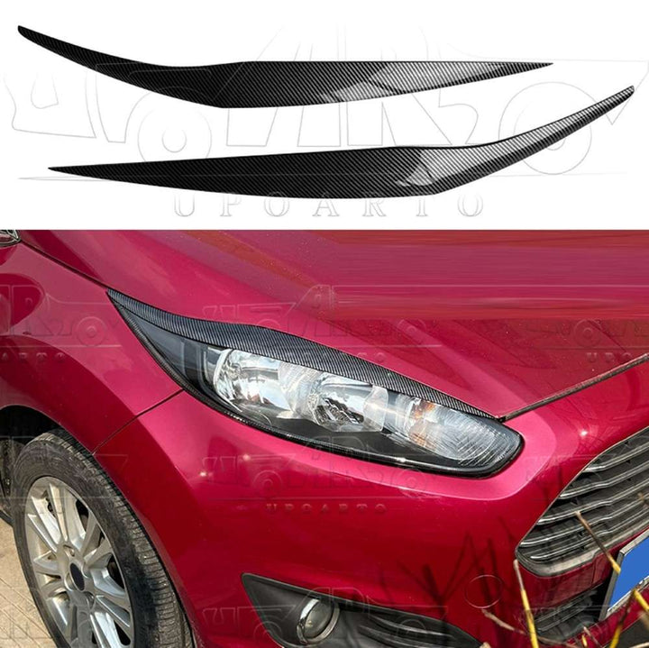 Car Craft Compatible With Ford Fiesta 2013- 2016 Headlight Eyelid Lamp Eyebrow Skirst Splitter Ar-ford-022 Cf Carbon Fiber Look - CAR CRAFT INDIA