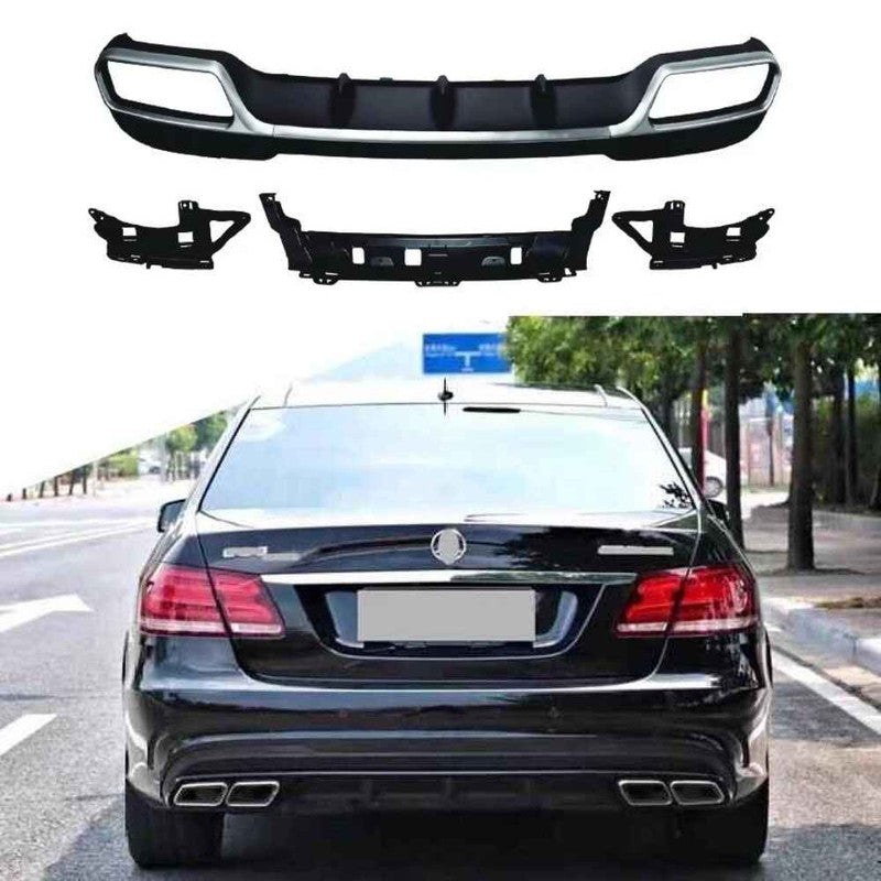 Car Craft Compatible With Mercedes Benz E Class W212 Lci 2014-2016 Amg Rear Bumper Upgrade Convert To E63 Amg After Rear Lip Diffuser W212-008 Silver CC-9709