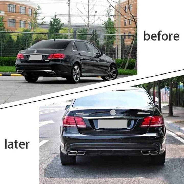 Car Craft Compatible With Mercedes Benz E Class W212 Lci 2014-2016 Amg Rear Bumper Upgrade Convert To E63 Amg After Rear Lip Diffuser W212-008 Silver CC-9709