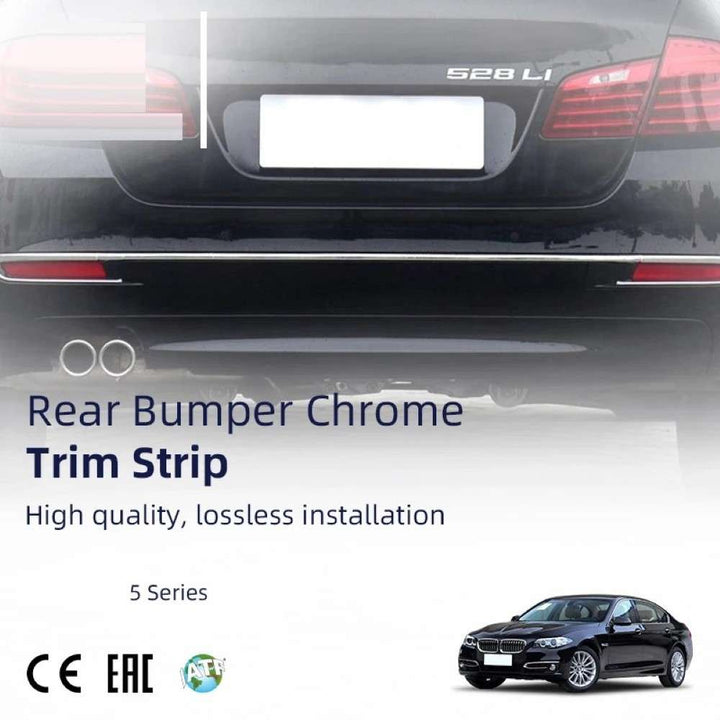 Car Craft Compatible With Bmw 5 Series F10 Lci 2014-2017 Rear Bumper Chrome Trim Protective Rubber Strip Molding 51127341672 Gc Middle Centre CC-7980 - CAR CRAFT INDIA