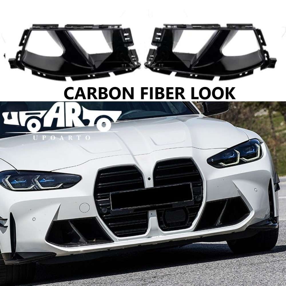 Car Craft Compatible With Bmw 3 Series G80 G82 2020+ M3 M4 Front Bumper Lip Splitter Skirts Fog Lamp Air Vent Trim Cover Ar-bm-0251 Cf Carbon Fiber Look - CAR CRAFT INDIA