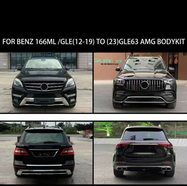 Car Craft Compatible With Mercedes Benz Ml Gle W166 2012-2019 Upgrade Facelift Covert To 2023+ Gle63 Lci Amg Bodykit Bumper Grill Diffuser Headlight Taillight Hood Fender After Lip 1:1 - CAR CRAFT INDIA
