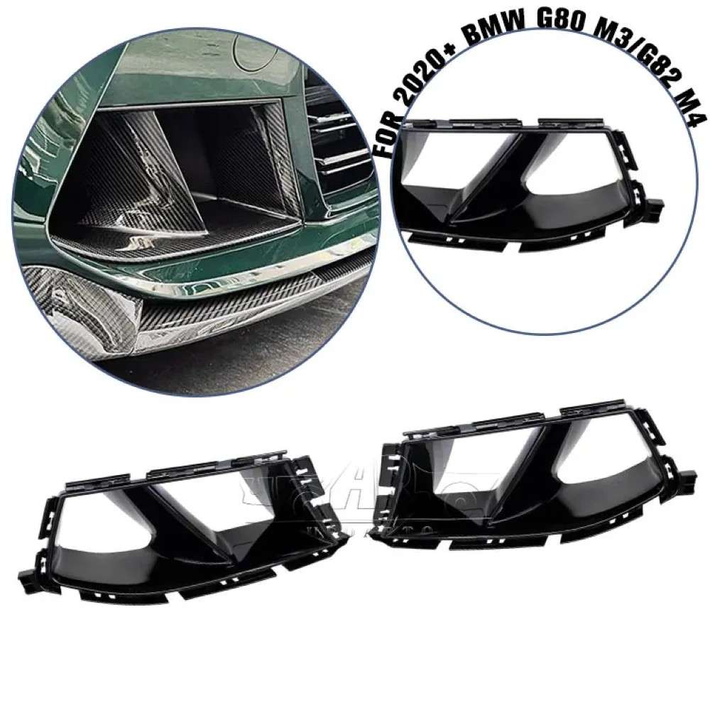 Car Craft Compatible With Bmw 3 Series G80 G82 2020+ M3 M4 Front Bumper Lip Splitter Skirts Fog Lamp Air Vent Trim Cover Ar-bm-0251 Glossy Black - CAR CRAFT INDIA