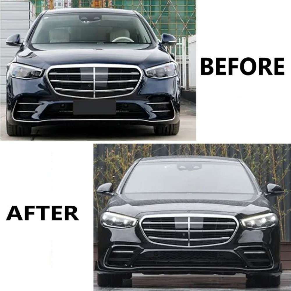 Car Craft Compatible With Mercedes Benz S Class W223 2021-2024 Upgrdae Add On Bodykit Brabus Bbs Style Skirts Splitter Front Rear Lip Diffuser Exhaust Tips Spoiler