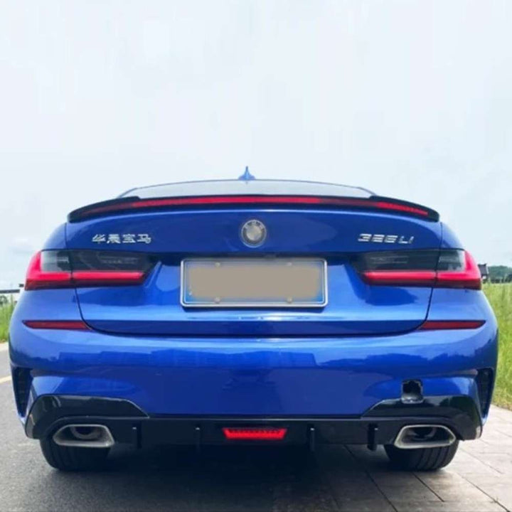 Car Craft Compatible With Bmw 3 Series G20 2019-2022 Rear Bumper After Lip Splitter Skirts Diffuser F1 Style Led Light Ar-bm-0265 Glossy Black - CAR CRAFT INDIA