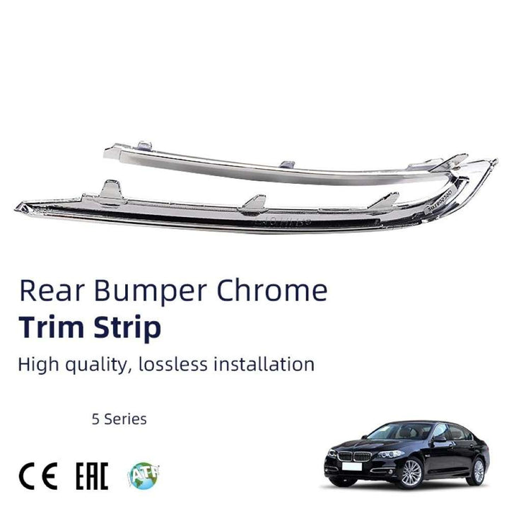 Car Craft Compatible With Bmw 5 Series F10 Lci 2014-2017 Rear Bumper Chrome Trim Protective Rubber Strip Molding 51127341675 Dh Left CC-7978 - CAR CRAFT INDIA