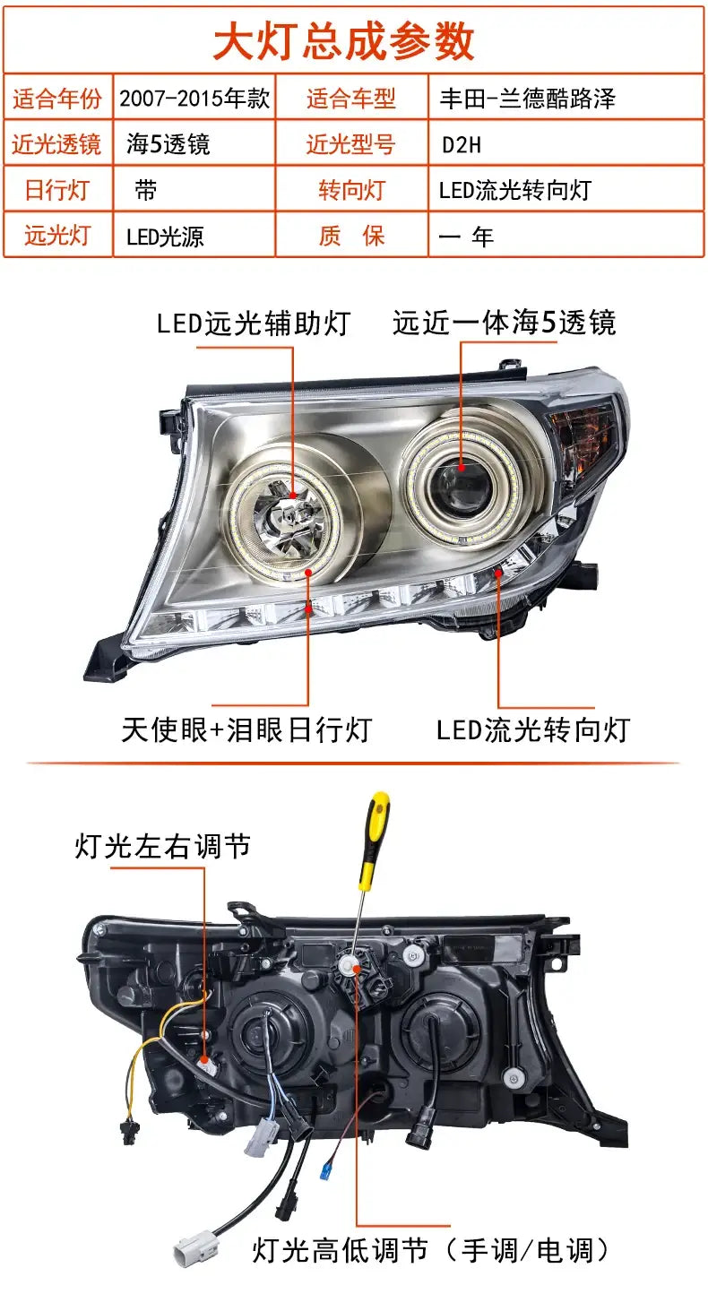 Car Styling Head lamp light for Toyota Land Cruiser