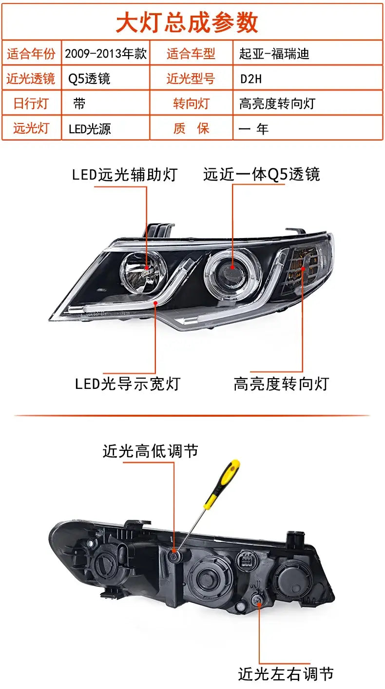 Car Styling Head lamp light for Kia Forte Headlights