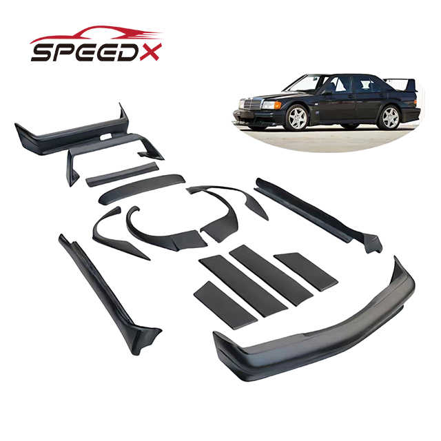 For Mercedes 190E W201 Body Kit Dry Carbon Fiber Upgrade Front Rear Bumper Fender Side Diffuser