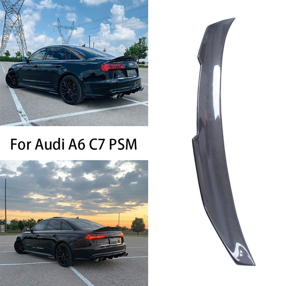 For AUDI A6 C7 Sedan PSM Style Carbon Fiber Rear Spoiler Trunk Wing 2012-2015 - CAR CRAFT INDIA