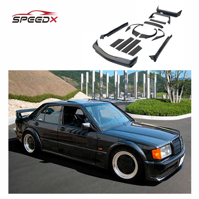 For Mercedes 190E W201 Body Kit Dry Carbon Fiber Upgrade Front Rear Bumper Fender Side Diffuser