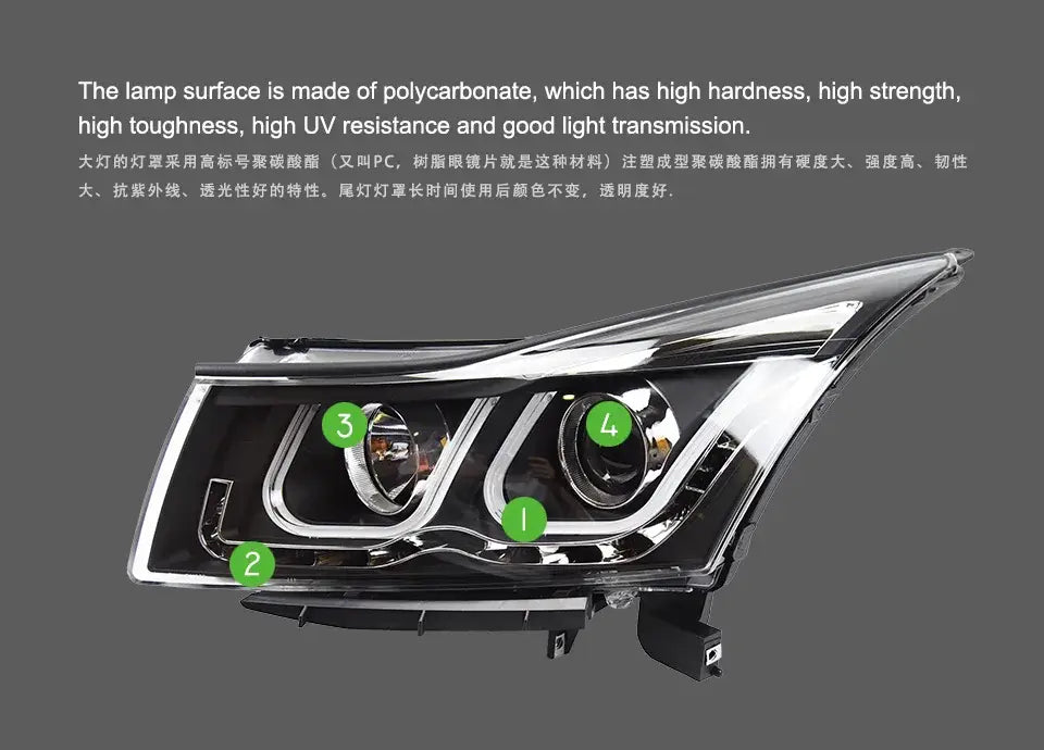 Car Styling Head lamp light for Chevrolet Cruze Headlights