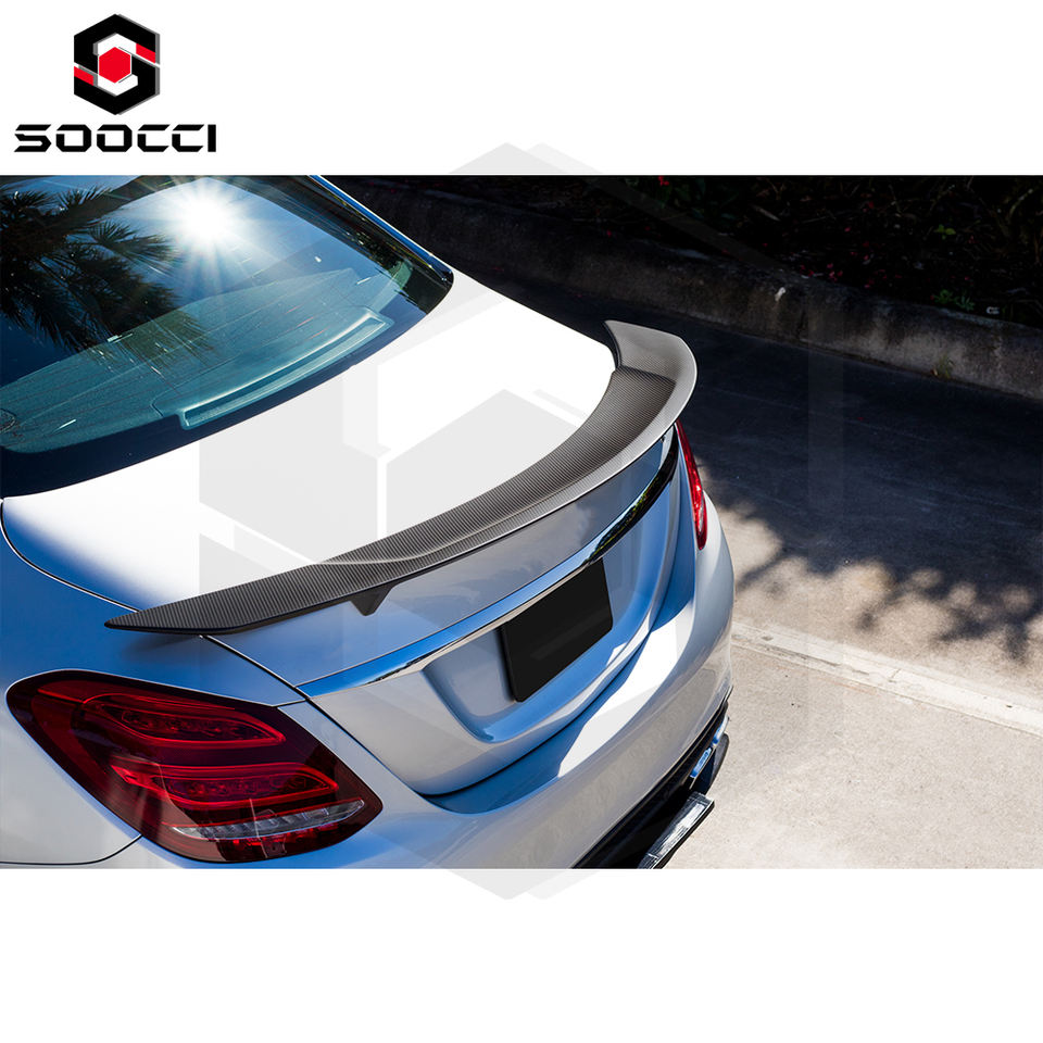 Real Carbon Fiber RT Style W205 C63 Rear Spoiler for Mercedes Benz C-Class C63 AMG Decklid Spoiler Trunk Wing Splitter Lip