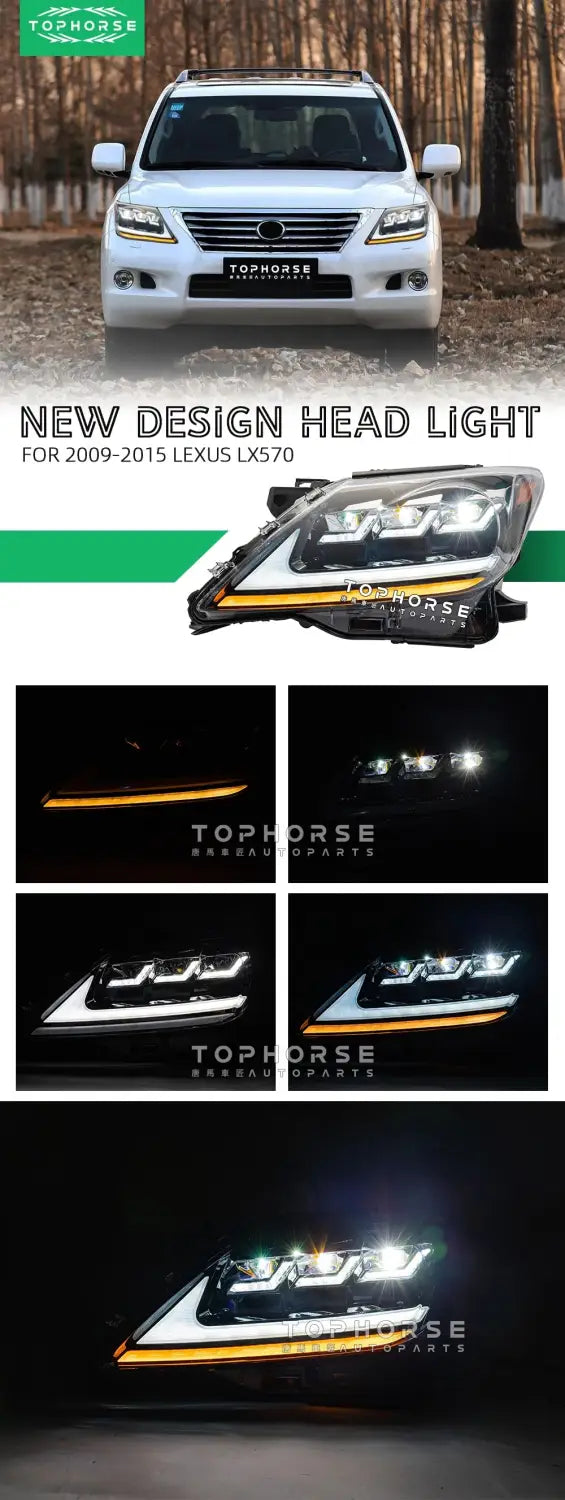 Car Styling Head lamp light for LX570 Headlights 2009-2015