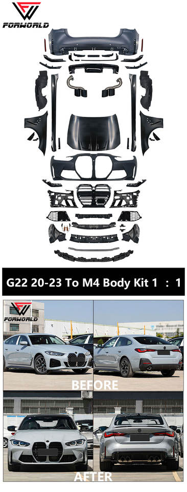 FW Factory Car Parts Front Rear Bumper One-one Wide Kit Full Complete Bodykit Upgrade for BMW 4 Series G22 G23 20-23 to M4 - CAR CRAFT INDIA