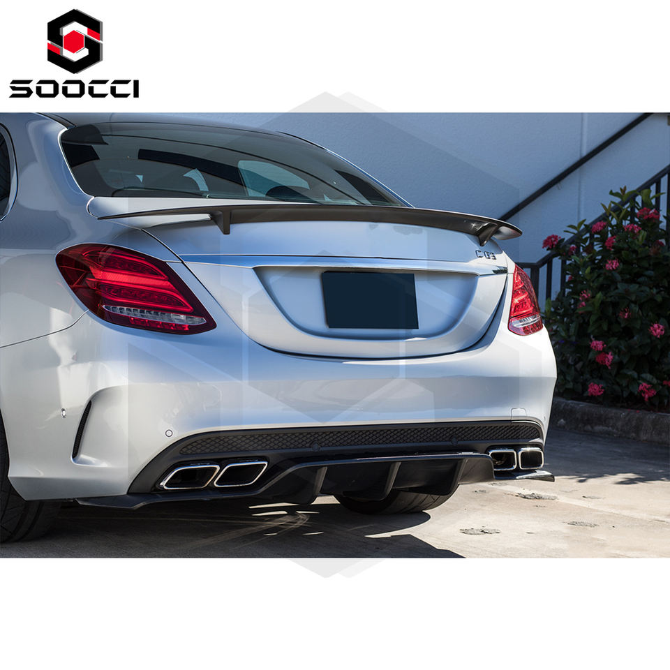 Real Carbon Fiber RT Style W205 C63 Rear Spoiler for Mercedes Benz C-Class C63 AMG Decklid Spoiler Trunk Wing Splitter Lip