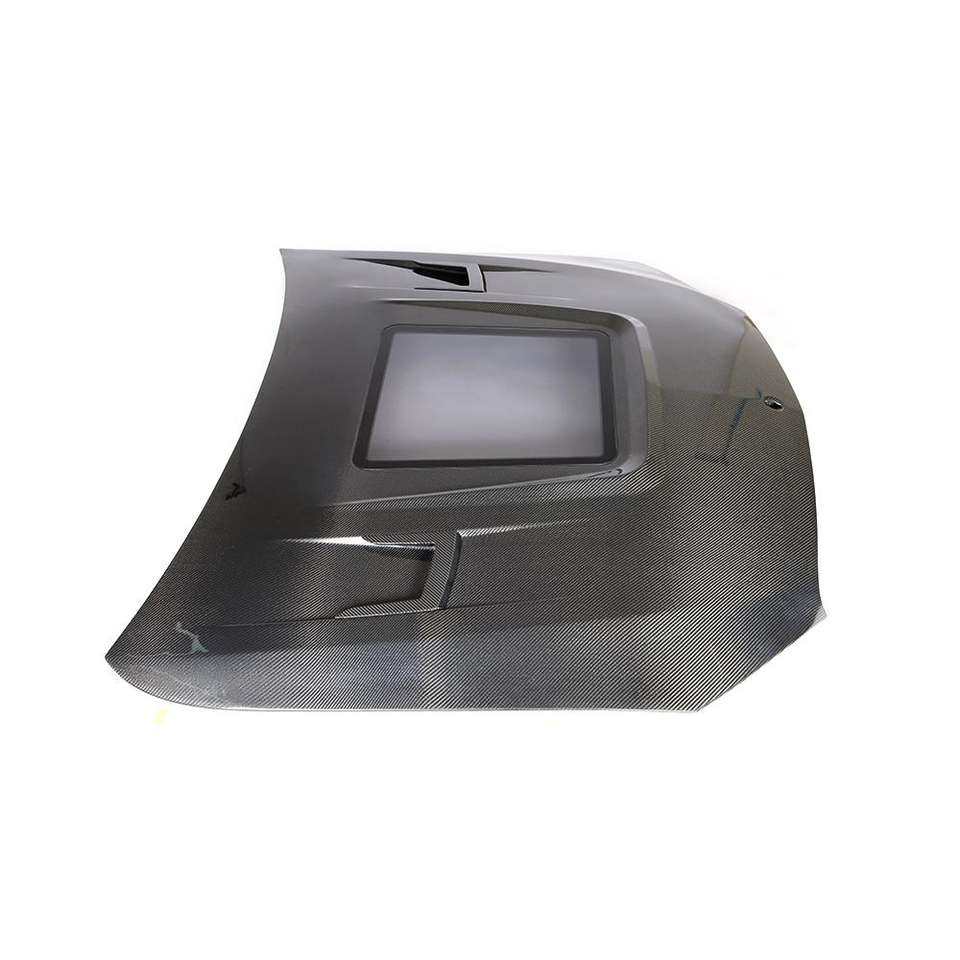 W205 C63 Carbon Fiber Engine Hood With Glass Vents For Mercedes Benz C205 C300 C400 C450 C43 C63 AMG 15-19