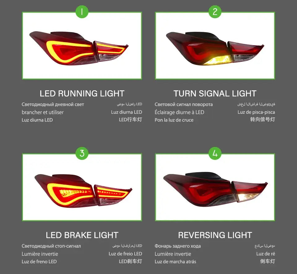 Hyundai Elantra Tail Lights 2011-2016 LED Tail lamp light