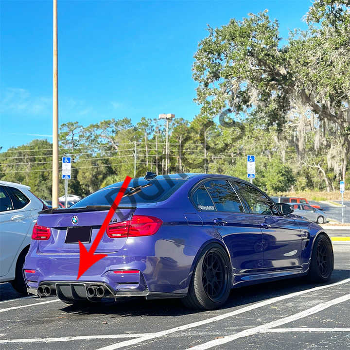For BMW 3 Series F30 2012-2018 Carbon Fiber Rear Lip Rear Diffuser Bumper Lip - CAR CRAFT INDIA