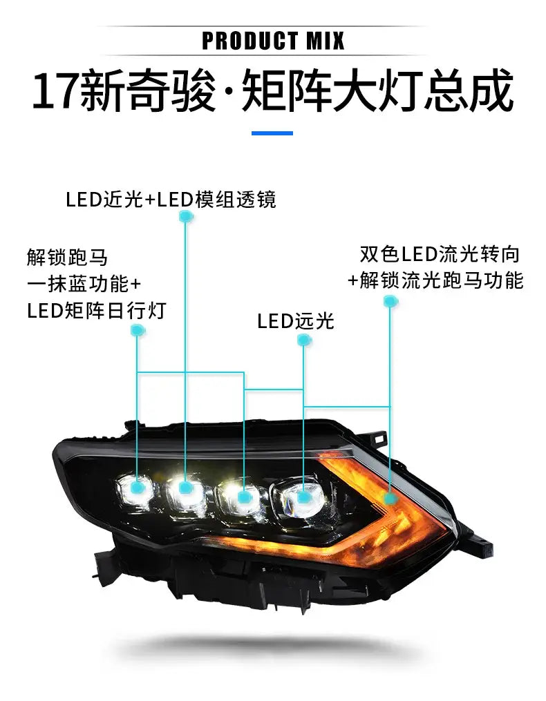 Car Styling Head lamp light for Nissan X-Trail Headlights