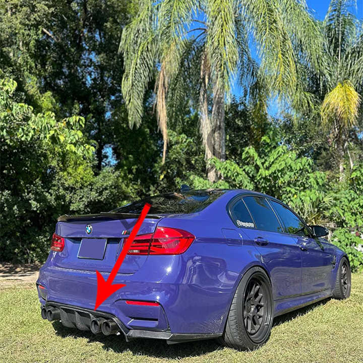 For BMW 3 Series F30 2012-2018 Carbon Fiber Rear Lip Rear Diffuser Bumper Lip - CAR CRAFT INDIA