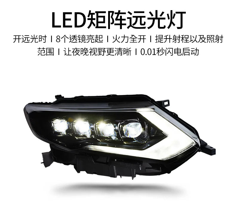 Car Styling Head lamp light for Nissan X-Trail Headlights