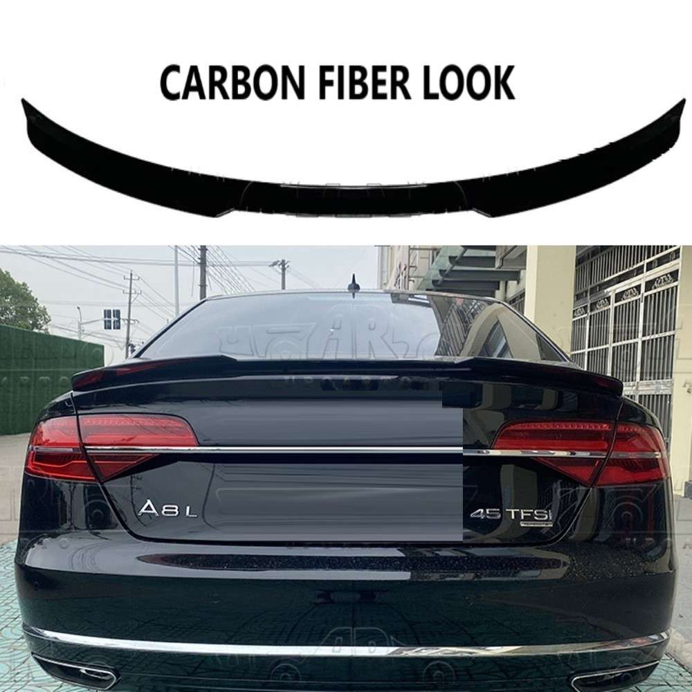 Car Craft Compatible With Audi A8 2010-2017 Rear Trunk Wing Boot Spoiler Lip Splitter Skirt Ar-audi-076 Cf Carbon Fiber Look - CAR CRAFT INDIA