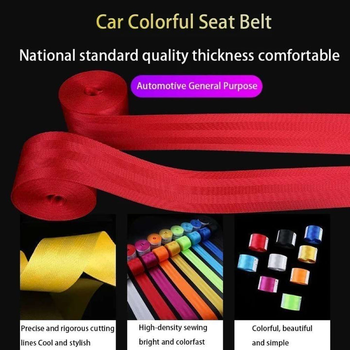 Car Craft Color Nylon Webbing Racing Safety Concise Design Ribbon Strap Sport Racing Safety Seat Belt Universal 4.8 Cm Wide 3.6m Long M Sport Emblem - CAR CRAFT INDIA