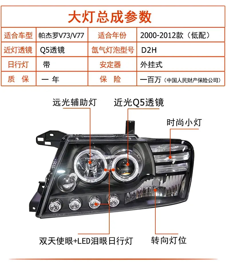 Pajero V73 Headlights 2004-2016 Montero LED Headlight DRL