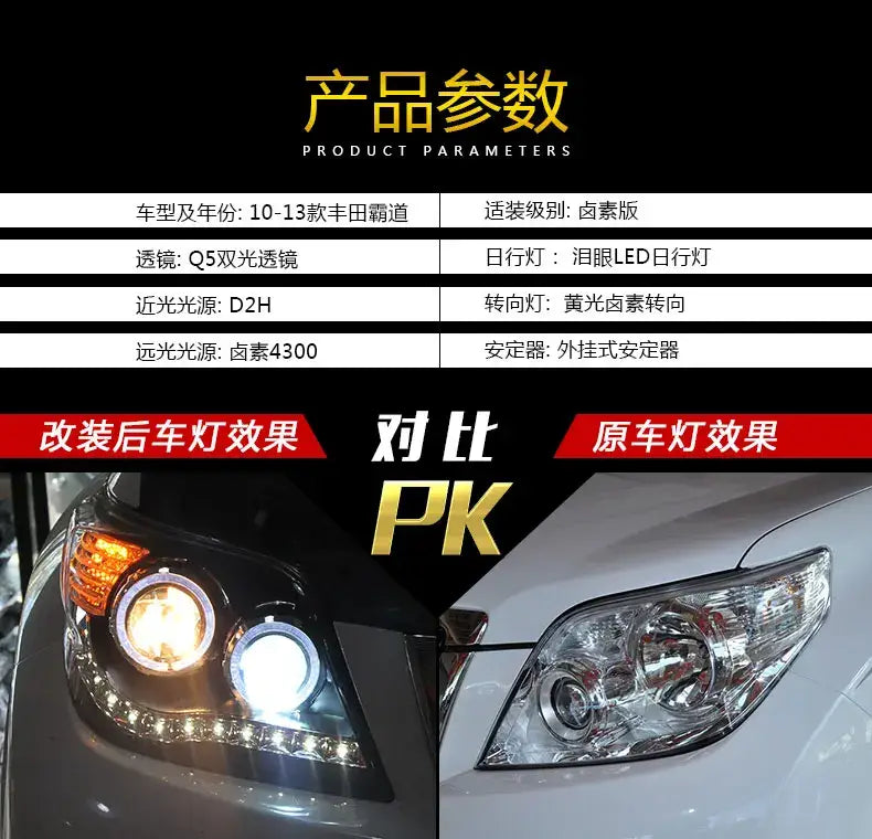 Toyota Prado Headlight 2010-2012 LC150 LED Headlight DRL Hid