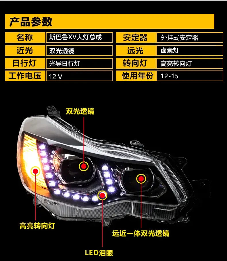 Car Styling Head lamp light for Subaru XV Headlights