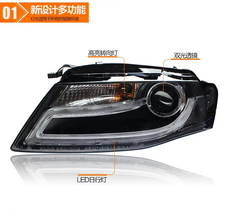 A4 Headlights 2009-2012 A4L B8 Sedan Headlight DRL Hid Head