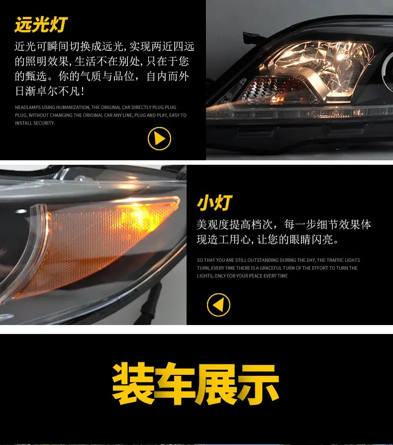 Car Styling Head lamp light for Toyota Sienna Headlights