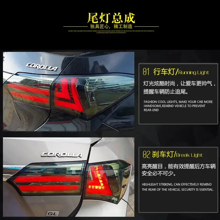 Toyota Corolla Tail Lights 2014-2017 New Altis LED Tail lamp