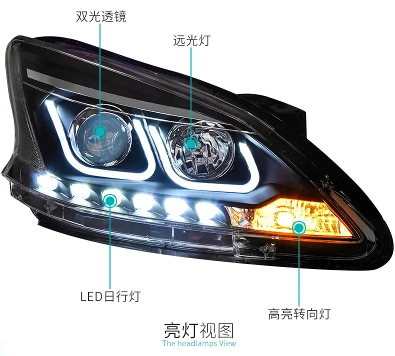 Car Styling Head lamp light for Sylphy Headlights 2012