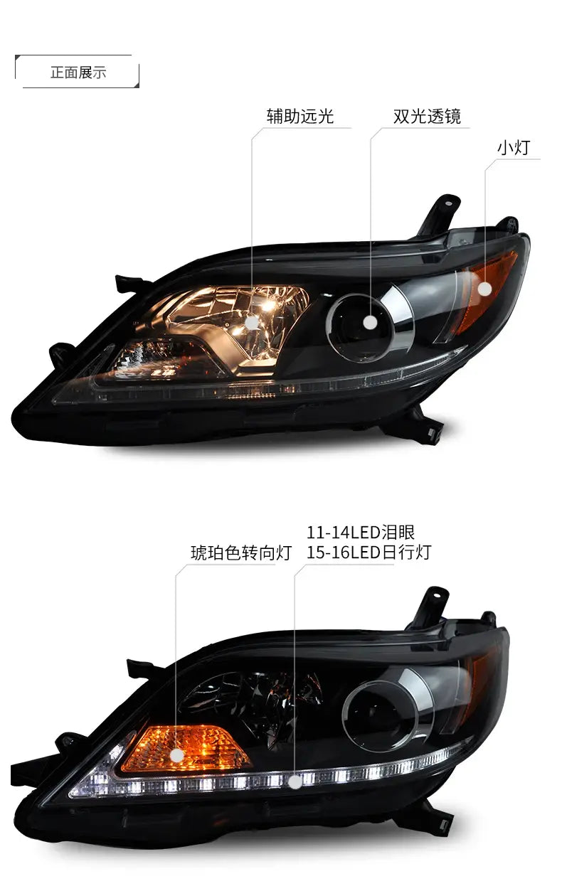 Car Styling Head lamp light for Toyota Sienna Headlights