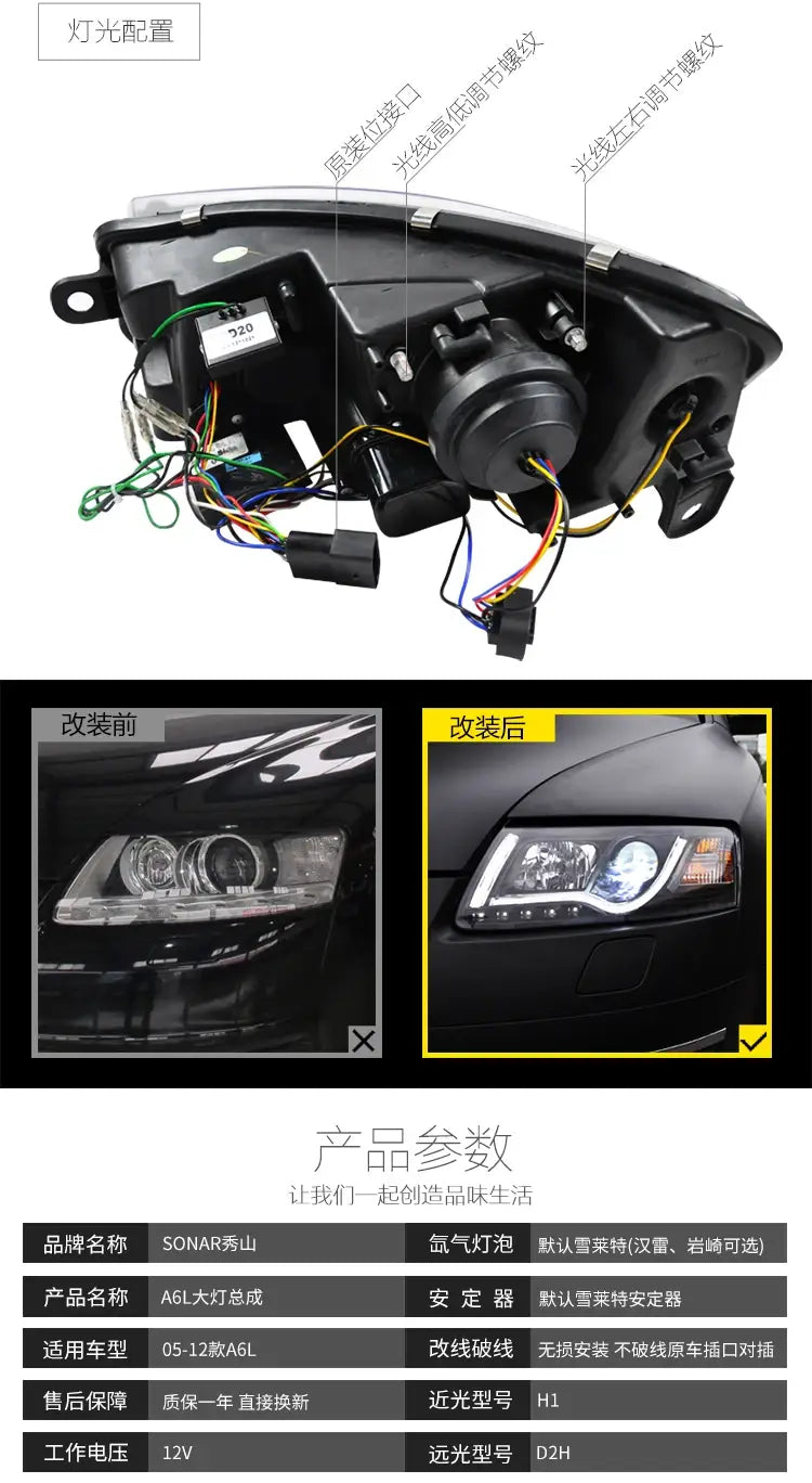 A6 Headlights 2005-2011 A6 C5 C6 Taiwan Sonar LED Headlight