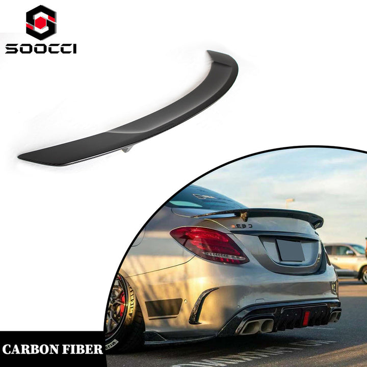 Real Carbon Fiber RT Style W205 C63 Rear Spoiler for Mercedes Benz C-Class C63 AMG Decklid Spoiler Trunk Wing Splitter Lip