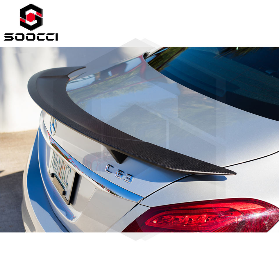 Real Carbon Fiber RT Style W205 C63 Rear Spoiler for Mercedes Benz C-Class C63 AMG Decklid Spoiler Trunk Wing Splitter Lip