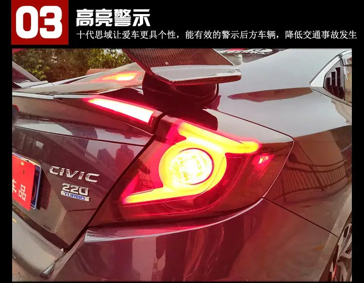 Civic X Tail Lights 2016-2019 New Civic Type R LED Tail