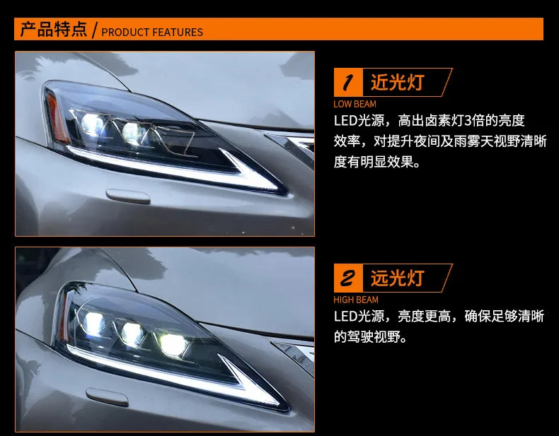 Car Styling Head lamp light for Lexus IS250 Headlights