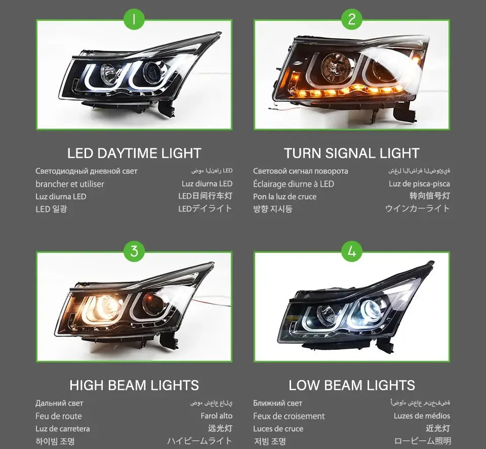 Car Styling Head lamp light for Chevrolet Cruze Headlights