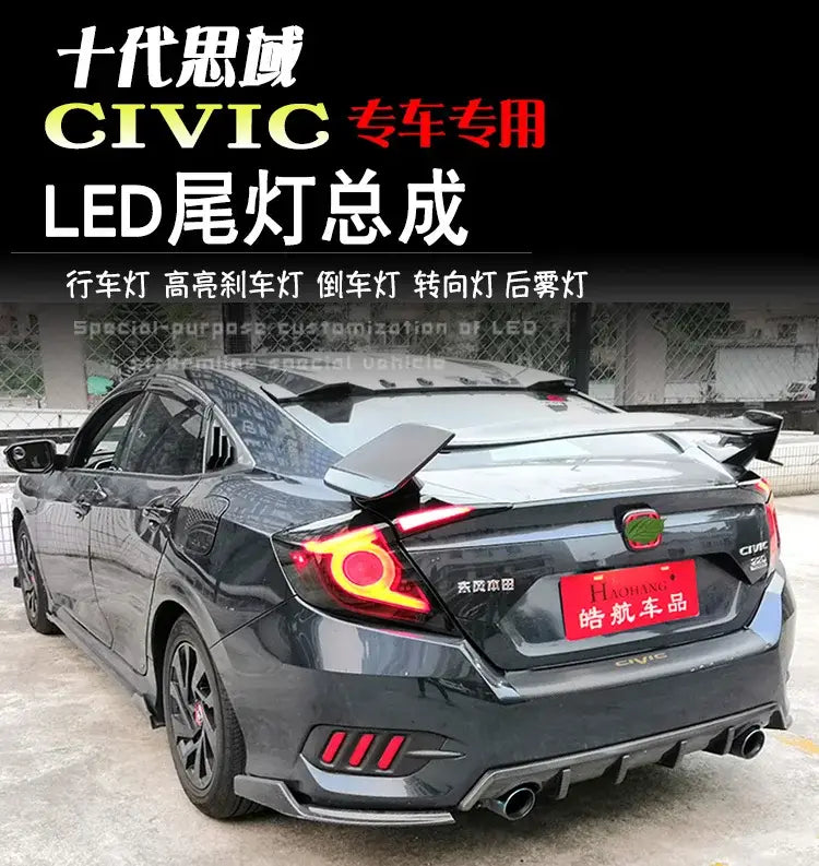 Civic X Tail Lights 2016-2019 New Civic Type R LED Tail