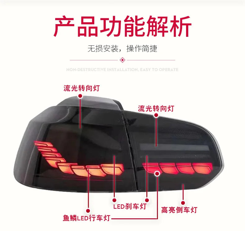 Golf 6 Tail Lights 2009-2012 Golf6 R20 LED Tail lamp light